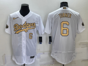 Wholesale Men's Los Angeles Dodgers #6 Trea Turner Number White 2022 All Star Stitched Flex Base Nike Jersey