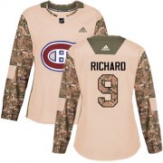 Wholesale Cheap Adidas Canadiens #9 Maurice Richard Camo Authentic 2017 Veterans Day Women's Stitched NHL Jersey