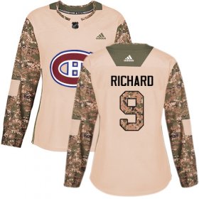 Wholesale Cheap Adidas Canadiens #9 Maurice Richard Camo Authentic 2017 Veterans Day Women\'s Stitched NHL Jersey