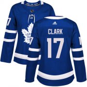 Wholesale Cheap Adidas Maple Leafs #17 Wendel Clark Blue Home Authentic Women's Stitched NHL Jersey