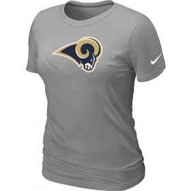 Wholesale Cheap Women\'s Nike Los Angeles Rams Logo NFL T-Shirt Light Grey