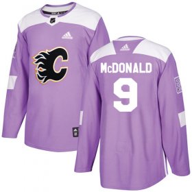 Wholesale Cheap Adidas Flames #9 Lanny McDonald Purple Authentic Fights Cancer Stitched NHL Jersey