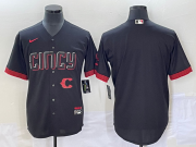 Wholesale Cheap Men's Cincinnati Reds Blank Black 2023 City Connect Cool Base Stitched Jersey1