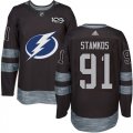 Wholesale Cheap Adidas Lightning #91 Steven Stamkos Black 1917-2017 100th Anniversary Stitched NHL Jersey