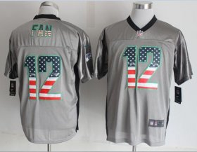 Wholesale Cheap Nike Seahawks #12 Fan Grey Men\'s Stitched NFL Elite USA Flag Fashion Jersey