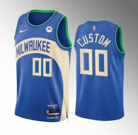 Men\'s Milwaukee Bucks Active Player Custom Blue 2023-24 City Edition Stitched Basketball Jersey