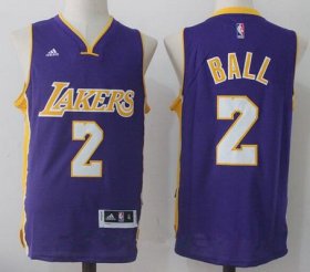 Wholesale Cheap Men\'s 2017 Draft Los Angeles Lakers #2 Lonzo Ball Purple Stitched NBA adidas Revolution 30 Swingman Jersey