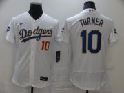 Wholesale Cheap Men Los Angeles Dodgers 10 Turner White Elite 2021 Nike MLB Jersey