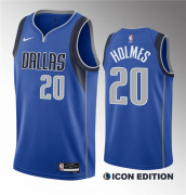 Wholesale Cheap Men's Dallas Mavericks #20 Richaun Holmes Blue 2023 Draft Icon Edition Stitched Basketball Jersey