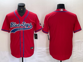 Cheap Men\'s Toronto Blue Jays Blank Red Cool Base Stitched Baseball Jersey