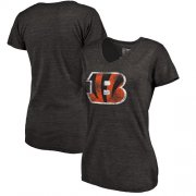 Wholesale Cheap Women's Cincinnati Bengals NFL Pro Line by Fanatics Branded Black Distressed Team Logo Tri-Blend T-Shirt