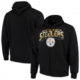 Wholesale Cheap Pittsburgh Steelers G-III Sports by Carl Banks Perfect Season Full-Zip Hoodie Black