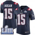 Wholesale Cheap Nike Patriots #15 Chris Hogan Navy Blue Super Bowl LIII Bound Men's Stitched NFL Limited Rush Jersey