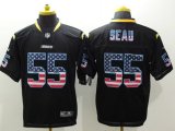 Wholesale Cheap Nike Chargers #55 Junior Seau Black Men's Stitched NFL Elite USA Flag Fashion Jersey