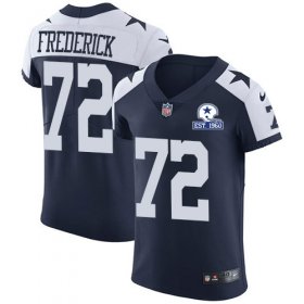 Wholesale Cheap Nike Cowboys #72 Travis Frederick Navy Blue Thanksgiving Men\'s Stitched With Established In 1960 Patch NFL Vapor Untouchable Throwback Elite Jersey
