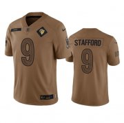 Wholesale Cheap Men's Los Angeles Rams #9 Matthew Stafford 2023 Brown Salute To Service Limited Football Stitched Jersey