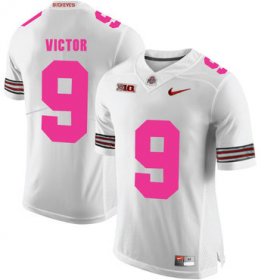 Wholesale Cheap Ohio State Buckeyes 9 Binjimen Victor White 2018 Breast Cancer Awareness College Football Jersey
