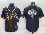 Wholesale Cheap Men's New Orleans Saints Black Team Big Logo With Patch Cool Base Stitched Baseball Jersey
