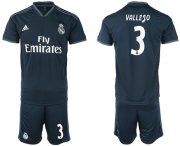 Wholesale Cheap Real Madrid #3 Vallejo Away Soccer Club Jersey