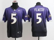 Wholesale Cheap Nike Ravens #5 Joe Flacco Purple/Black Men's Stitched NFL Elite Fadeaway Fashion Jersey