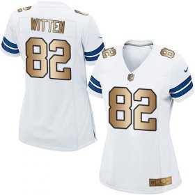 Wholesale Cheap Nike Cowboys #82 Jason Witten White Women\'s Stitched NFL Elite Gold Jersey