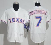 Wholesale Cheap Rangers #7 Ivan Rodriguez White Flexbase Authentic Collection Stitched MLB Jersey