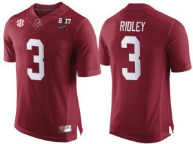 Wholesale Cheap Men\'s Alabama Crimson Tide #3 Calvin Ridley Red 2017 Championship Game Patch Stitched CFP Nike Limited Jersey
