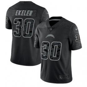 Wholesale Cheap Men\'s Los Angeles Chargers #30 Austin Ekeler Black Reflective Limited Stitched Football Jersey