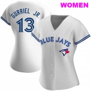 Wholesale Cheap WOMEN'S TORONTO BLUE JAYS #13 LOURDES GURRIEL JR. WHITE HOME JERSEY