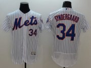 Wholesale Cheap Mets #34 Noah Syndergaard White(Blue Strip) Flexbase Authentic Collection Stitched MLB Jersey
