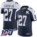 Wholesale Cheap Nike Cowboys #27 Ha Ha Clinton-Dix Navy Blue Thanksgiving Men's Stitched With Established In 1960 Patch NFL 100th Season Vapor Untouchable Limited Throwback Jersey