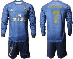 Wholesale Cheap Real Madrid #7 Ronaldo Away Long Sleeves Soccer Club Jersey