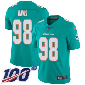 Wholesale Cheap Nike Dolphins #98 Raekwon Davis Aqua Green Team Color Youth Stitched NFL 100th Season Vapor Untouchable Limited Jersey