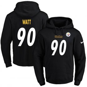 Wholesale Cheap Nike Steelers #90 T. J. Watt Black Name & Number Pullover NFL Hoodie