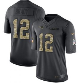 Wholesale Cheap Nike Patriots #12 Tom Brady Black Youth Stitched NFL Limited 2016 Salute to Service Jersey