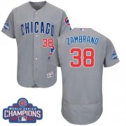 Wholesale Cheap Cubs #38 Carlos Zambrano Grey Flexbase Authentic Collection Road 2016 World Series Champions Stitched MLB Jersey