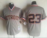 Wholesale Cheap Mitchell And Ness Tigers #23 Kirk Gibson Grey Throwback Stitched MLB Jersey