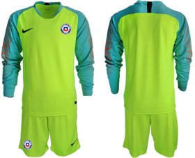 Wholesale Cheap Chile Blank Shiny Green Goalkeeper Long Sleeves Soccer Country Jersey