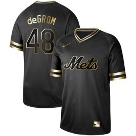 Wholesale Cheap Nike Mets #48 Jacob DeGrom Black Gold Authentic Stitched MLB Jersey