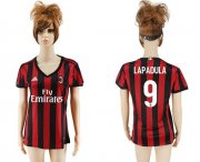Wholesale Cheap Women's AC Milan #9 Lapadula Home Soccer Club Jersey