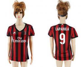 Wholesale Cheap Women\'s AC Milan #9 Lapadula Home Soccer Club Jersey