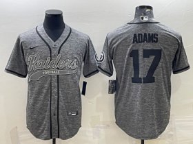 Wholesale Cheap Men\'s Las Vegas Raiders #17 Davante Adams Gray With Patch Cool Base Stitched Baseball Jersey