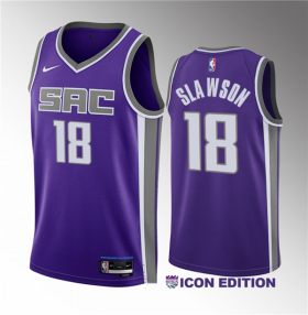 Wholesale Cheap Men\'s Sacramento Kings #18 Jalen Slawson Purple 2023 Draft Icon Edition Stitched Jersey