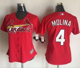 Wholesale Cheap Cardinals #4 Yadier Molina Red Women\'s Alternate Stitched MLB Jersey