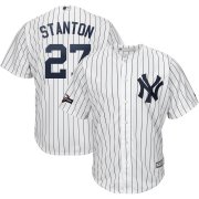 Wholesale Cheap New York Yankees #27 Giancarlo Stanton Majestic 2019 Postseason Official Cool Base Player Jersey White Navy