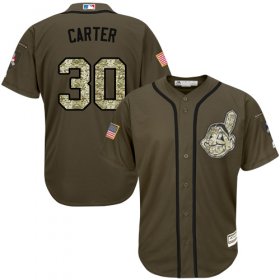 Wholesale Cheap Indians #30 Joe Carter Green Salute to Service Stitched MLB Jersey