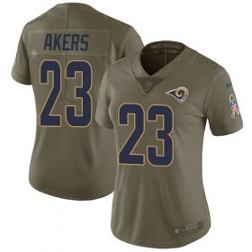 Wholesale Cheap Nike Rams #23 Cam Akers Olive Women\'s Stitched NFL Limited 2017 Salute To Service Jersey