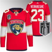 Wholesale Cheap Men's Florida Panthers #23 Carter Verhaeghe Red 2023 Stanley Cup Final Stitched Jersey