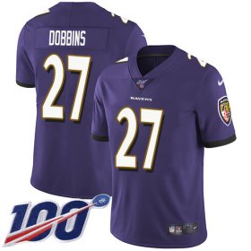 Wholesale Cheap Nike Ravens #27 J.K. Dobbins Purple Team Color Men\'s Stitched NFL 100th Season Vapor Untouchable Limited Jersey