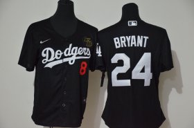 Wholesale Cheap Los Angeles Dodgers #8 #24 Kobe Bryant Women Nike Black Cool Base 2020 KB Patch MLB Jersey